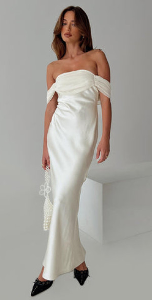 cream princess dress Cream Princess Strapless Waisted A-Line Wedding Dress P3000 PreppyDress