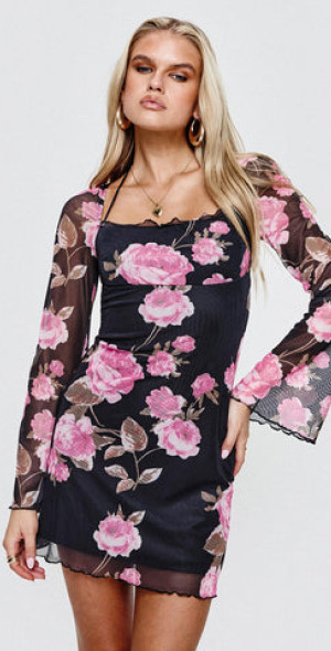 knee length dresses for ladies Bilbao Long Sleeve Mini Dress Burgundy main image 0
