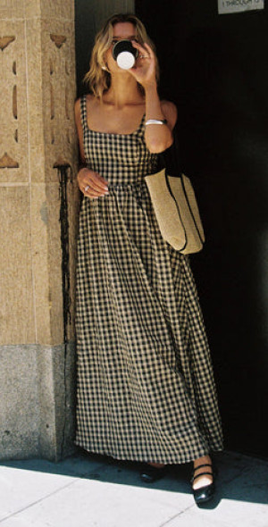 Princess Polly - Cartmel Check Maxi Dress Black / Cream