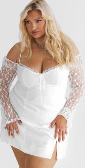 ashwood lace sleeve mini dress Ashwood Lace Sleeve Mini Dress White