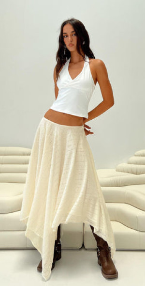 Princess Polly Gratitude Midi Skirt Cream