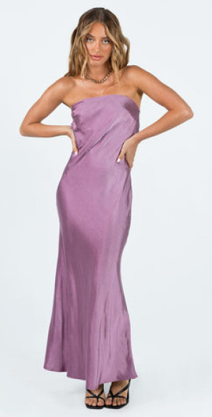 haley maxi dress Princess Polly Women's Haley Strapless Satin Maxi Dress - Blue