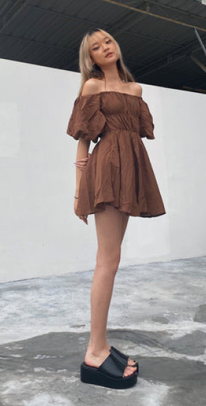 knee length dresses for ladies Aletta Embellished Bubble Hem Mini Dress in Gold