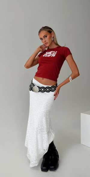 Princess Polly Lower Impact Cattanio Lace Midi Skirt White