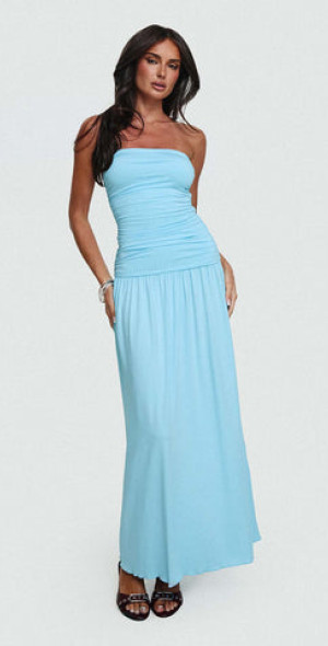 fitted lace wedding dress Faviola Strapless Maxi Dress | Blue | Womens