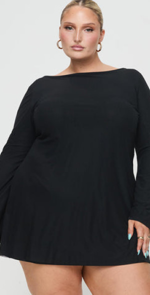 chinese dress ladies Lukea Long Sleeve Mini Dress | Navy | Womens