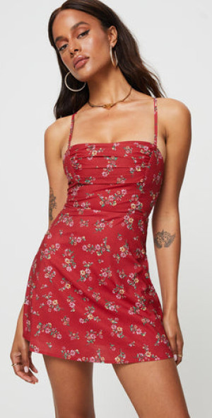 Princess Polly Lower Impact - Marklea Mini Dress Red Floral