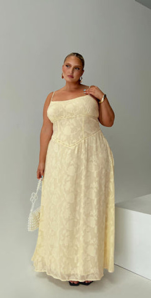 open lace back dress Masterpiece Strapless Maxi Dress | Yellow | Womens main image 1