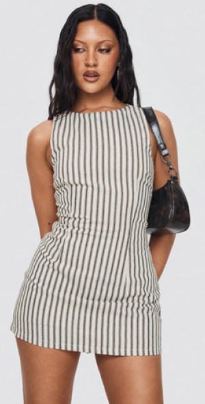 Princess Polly Lower Impact - Yumiko Romper Brown Stripe Princess Polly Lower Impact - Yumiko Romper Brown Stripe