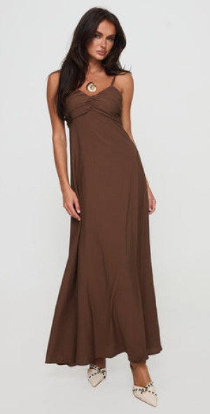 princess polly brown dress Chestnut Drop Waist Maxi | | Womens ruched bust Princess Polly - Neeka Maxi