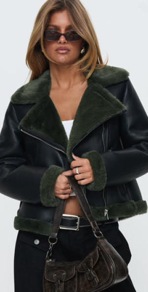 Princess Polly Phaidra Faux Leather Jacket Black