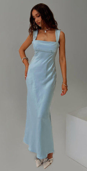 Princess Polly Radioactive Bias Cut Maxi Dress Ice Blue