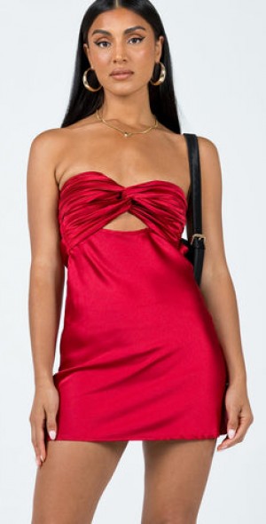 strapless open back dress Bodycon Tube Mini Dress Tan / L main image 0