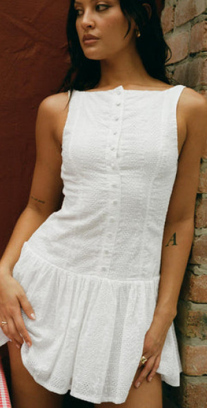 green emerald velvet dress You Can Embroidered Mini Dress White main image 1