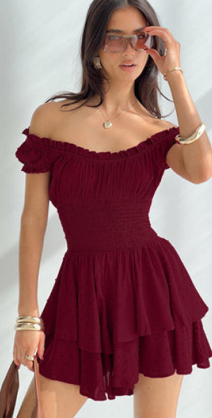 open lace back dress Cosie Mini Dress Red
