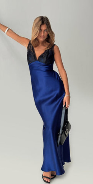 chinese dress ladies Cyrene Backless Maxi Dress | Navy | Womens