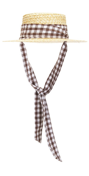 8 Other Reasons Straw Boater Hat With Gingham Ribbon Band
