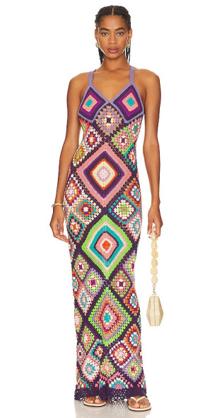alix pinho crochet dress ALIX PINHO BLACK CROCHET MAXI DRESS XSMALL