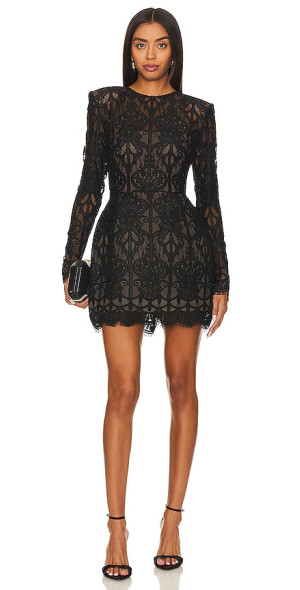 chinese dress ladies Paris Maraya Blanc Lace Mini Dress