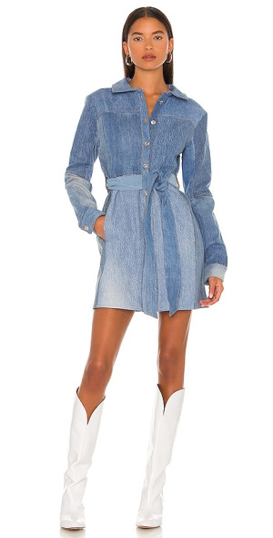 white christmas dresses Longline Denim Coat Double Breast Belted Women Outerwear main image 1