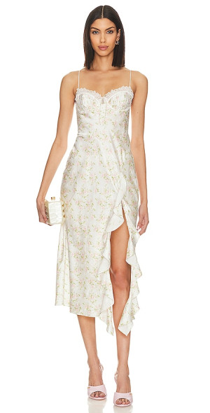 knee length dresses for ladies For Love & Lemons Billie Pointelle Midi Dress main image 1