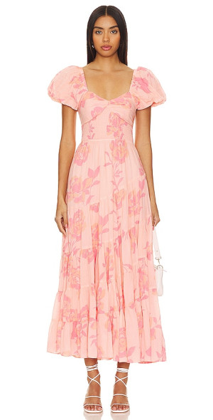 free people pink ruffle dress Falling Sun Midi 100% Cotton waist seam Free People Women's Adella Slip