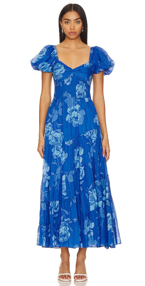 Free People - Short Sleeve Sundrenched Maxi Dress In Sapphire Combo