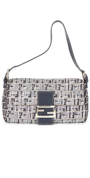 ふく FWRD Renew - Fendi Zucchino Crystal Baguette Shoulder Bag