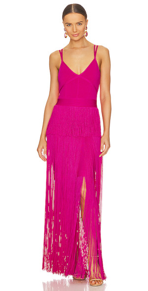 revolve pink fringe dress Jaeke Fringe Maxi Dress