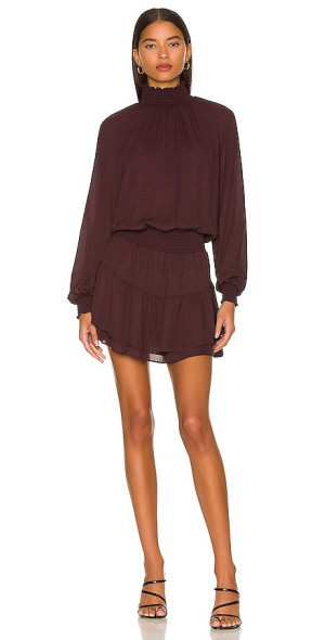 krisa Smocked Turtleneck Dress