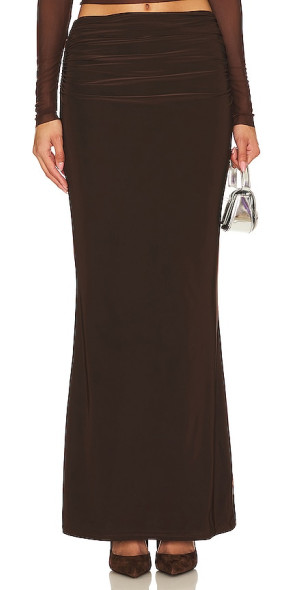 x anja dujaković fio maxi dress in chocolate brown Chocolate Brown Long Sleeve Sara Maxi Dress Tuckernuck Brown / XL