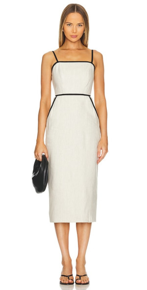 MILLY - Amara Linen Contrast Midi Dress