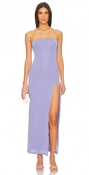 fitted lace wedding dress Coco Purple Strapless Maxi Dress - US 14