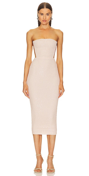 navy spotted midi dress Berta | NAVY And White Polka-Dot Square-Neck Midi Dress