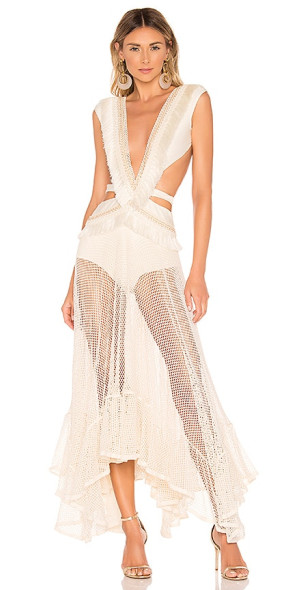 patbo netted fringe beach dress PatBO Netted Fringe Beach Dress in Sunflower