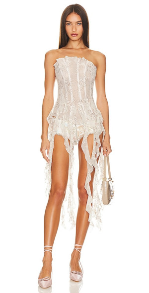 Poster Girl - Calamity Corset Top Stretch Lace Ruffle Corset
