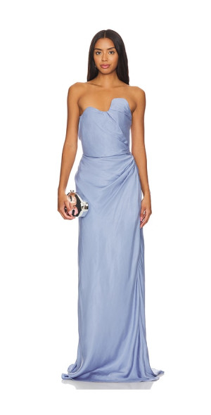 rachel gilbert aries curved eco-satin maxi dress Rachel Gilbert