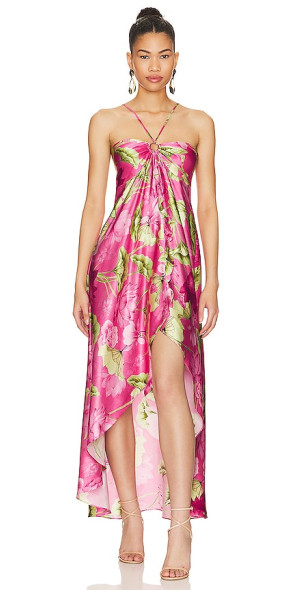low back halter wedding dress Casual Halter Neck Low Back Silk Slip Wedding Dress with Draping