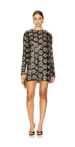 knee length dresses for ladies Maddison Mini Dress, in Gold Metallic Sequins | Show Me Your Mumu main image 1