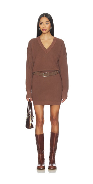 revolve brown sweater dress House of Harlow 1960 x Revolve Brown Rib Knit Turtleneck Bodycon Dress M  House Of Harlow 1960