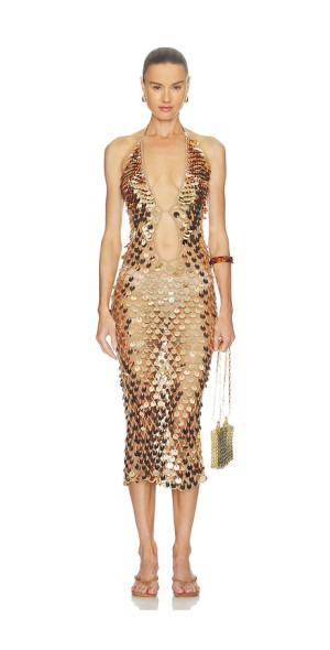superdown gold dress green