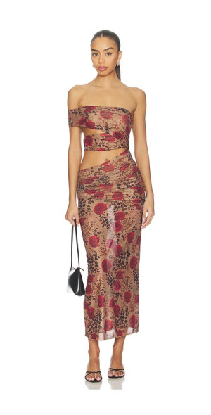 chinese dress ladies ASHLEYlauren 11354 Halter Beaded Romper With Overskirt