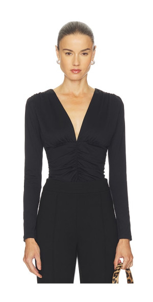 Susana Monaco Gathered V Long Sleeve Top Top