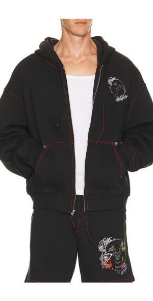 True Religion - Buddha Face Big T Boxy Zip Up Hoodie