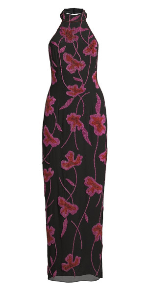 aidan mattox beaded floral dress Aidan Mattox Women's Halter Short Dress - Gold