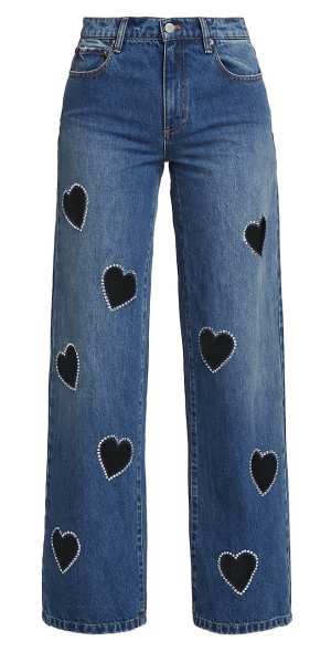 Alice + Olivia - Women's Karrie Heart Cut-Out Mid-Rise Wide-Leg Jeans