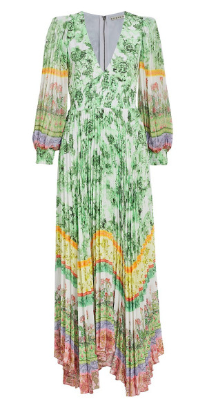 Alice + Olivia - Women's Sion Sunburst Pleated Maxi Dress