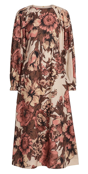 vince brown floral dress The Avery Dress in Cocoa Baroque Floral 0 / Cocoa Baroque Floral main image 0