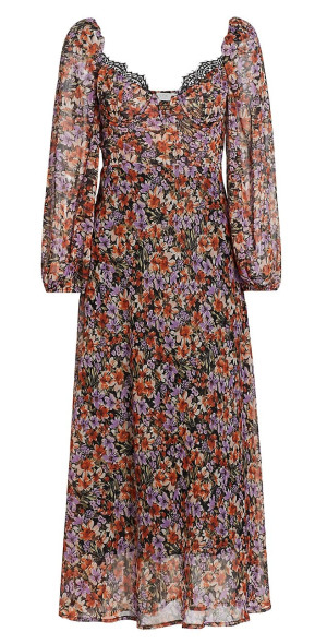 ASTR The Label - Women's Sylvie Metallic Floral Midi-Dress ASTR The Label - Women's Sylvie Metallic Floral Midi-Dress