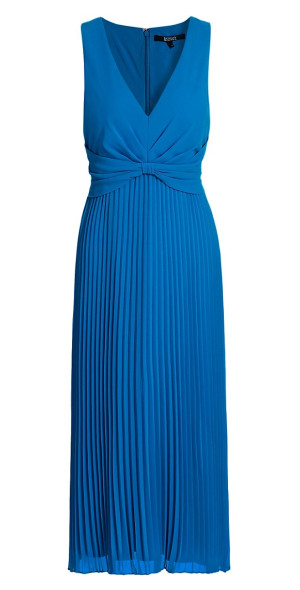 Badgley Mischka - Women's Sunburst Pleated Bow-Waist Midi-Dress